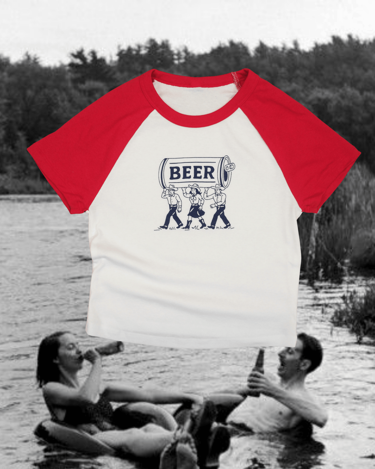 "Montana Beer" Crop Baseball Tee