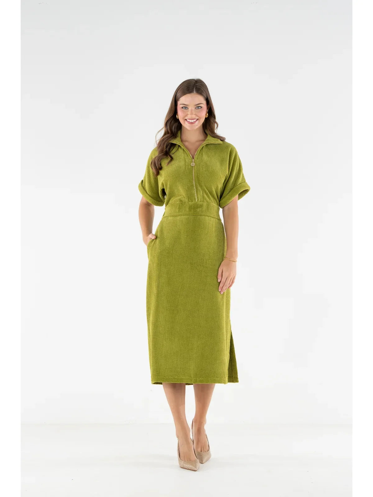 Sarah Dress in Cardamon
