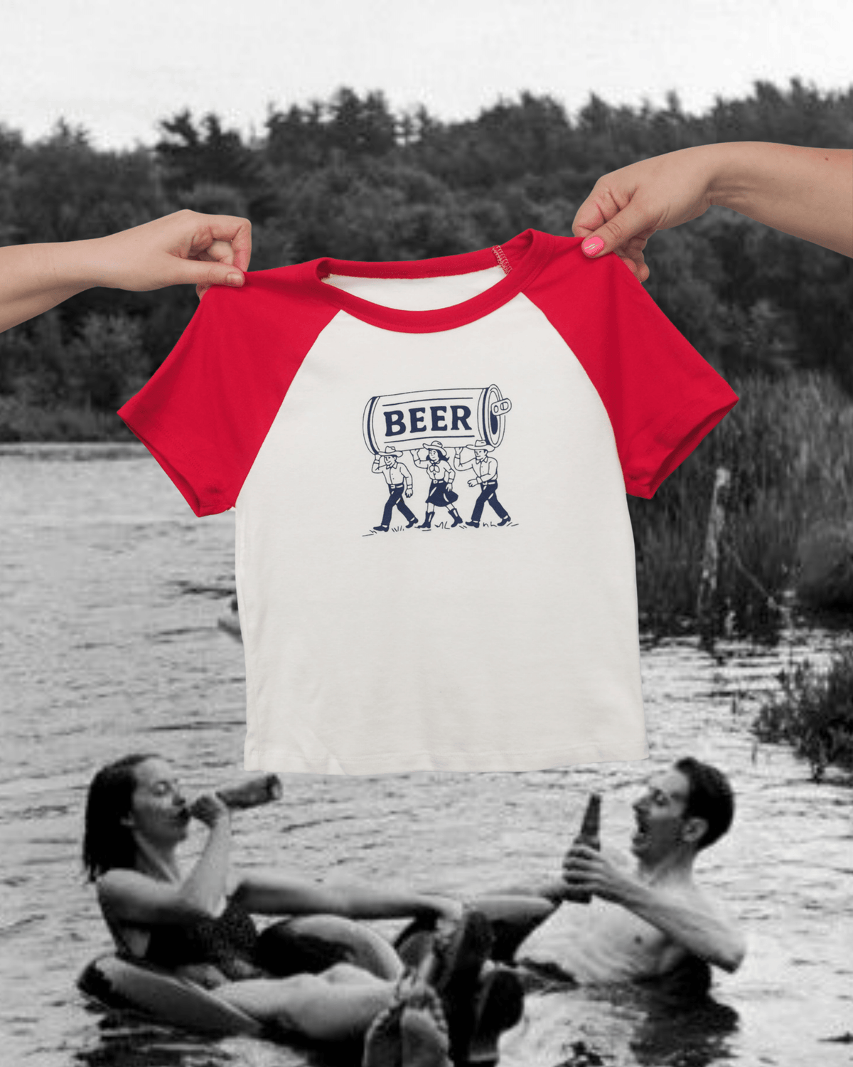 "Montana Beer" Crop Baseball Tee