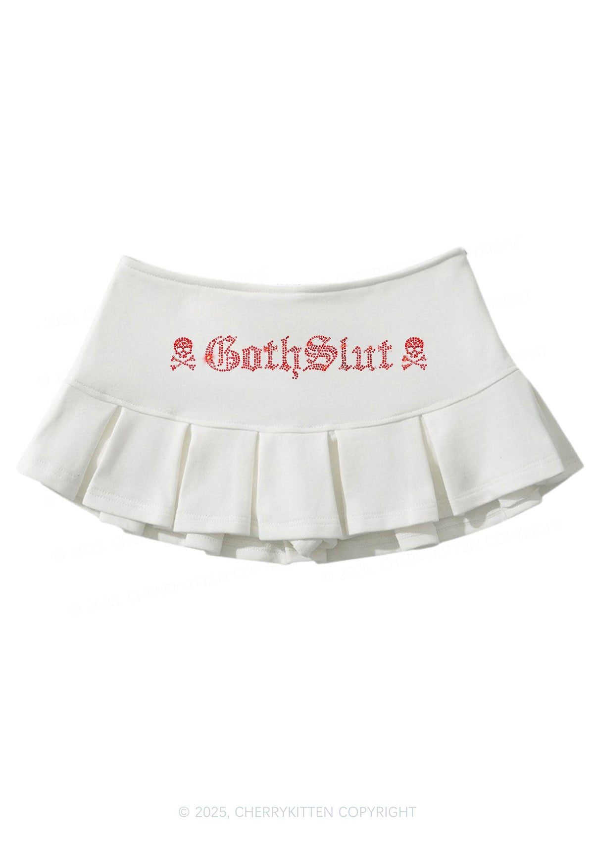 Rhinestone Gothslxt Y2K Mini Pleated Skirts Cherrykitten