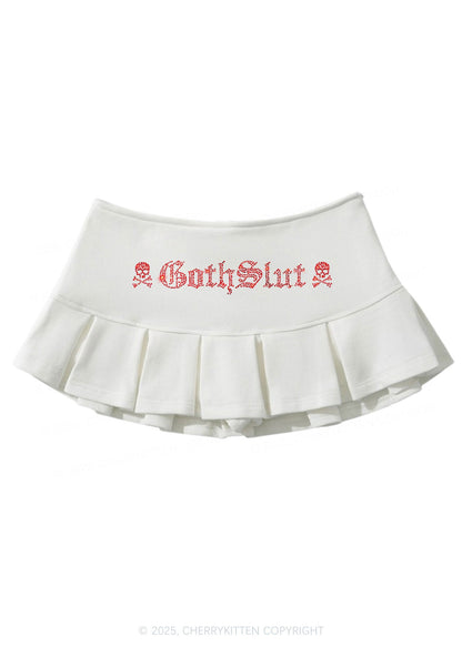 Rhinestone Gothslxt Y2K Mini Pleated Skirts Cherrykitten