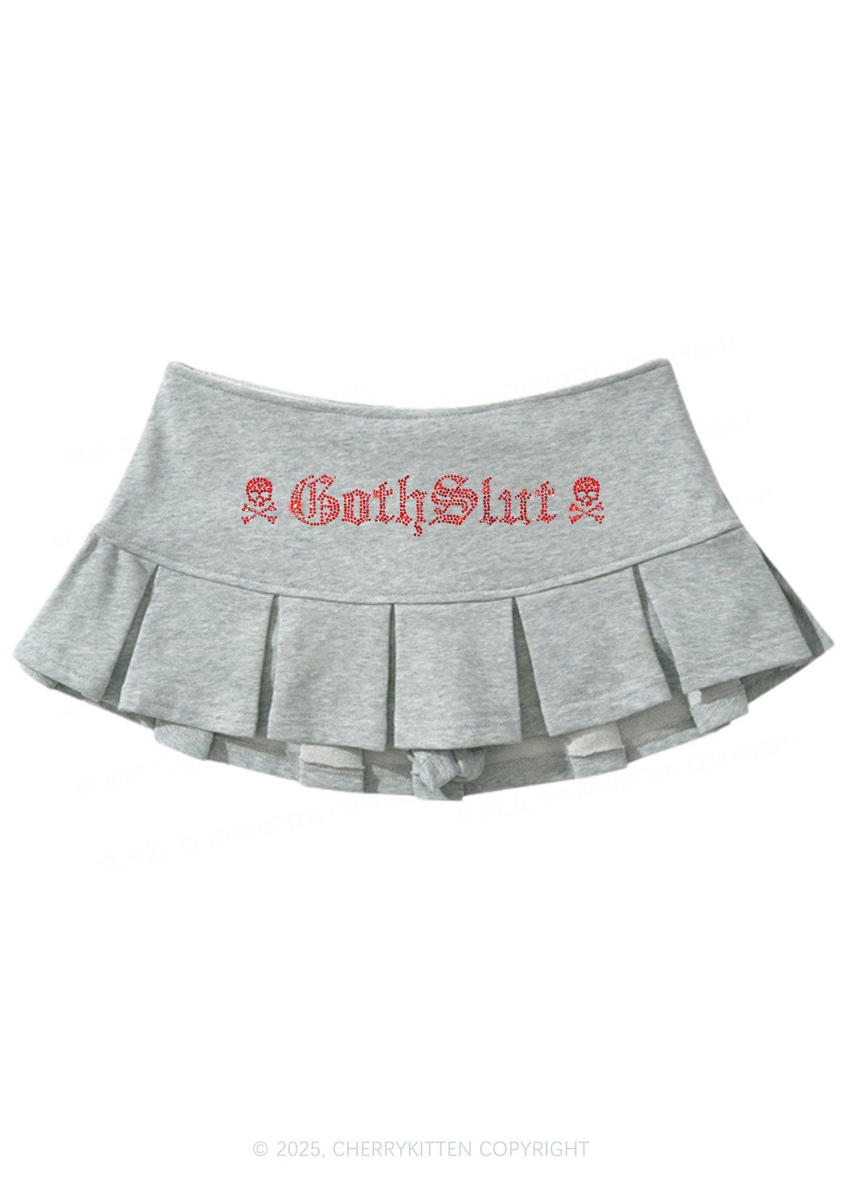 Rhinestone Gothslxt Y2K Mini Pleated Skirts Cherrykitten