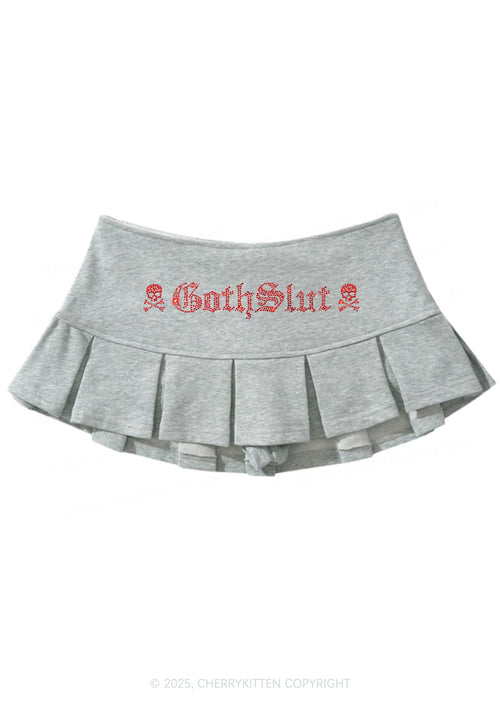 Rhinestone Gothslxt Y2K Mini Pleated Skirts Cherrykitten