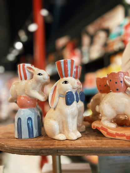 Ceramic Bunny Taper Candle Holders