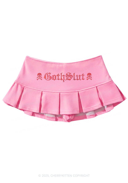 Rhinestone Gothslxt Y2K Mini Pleated Skirts Cherrykitten