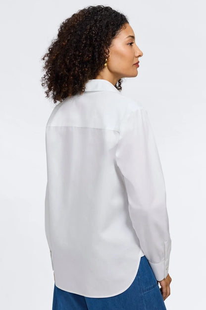 Meghan No-Iron Pinpoint Long Sleeve Top- White