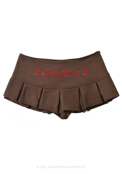 Rhinestone Gothslxt Y2K Mini Pleated Skirts Cherrykitten