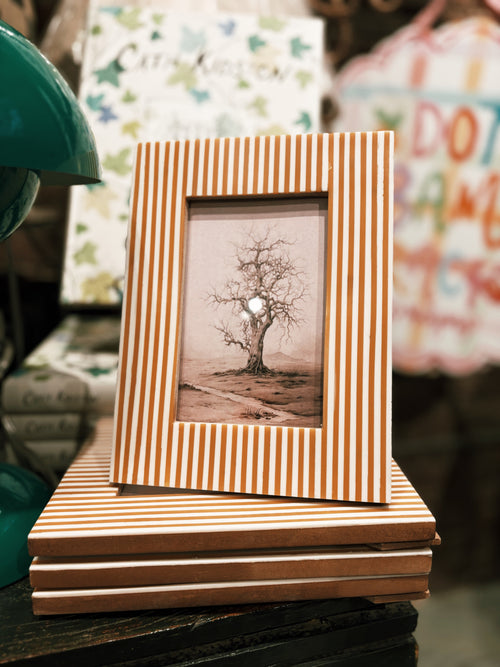 Tan Striped Picture Frame