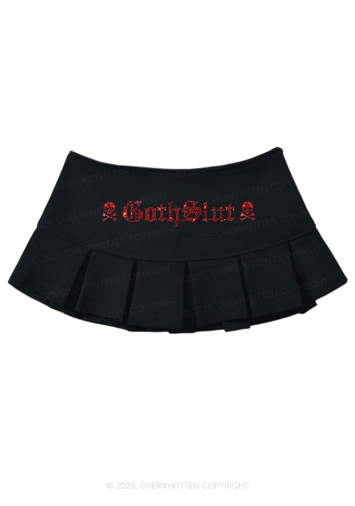 Rhinestone Gothslxt Y2K Mini Pleated Skirts Cherrykitten