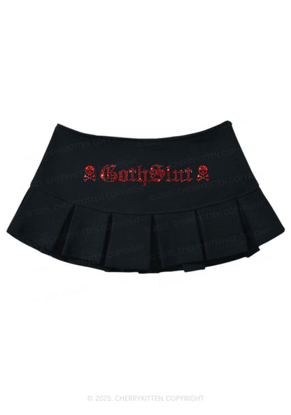 Rhinestone Gothslxt Y2K Mini Pleated Skirts Cherrykitten