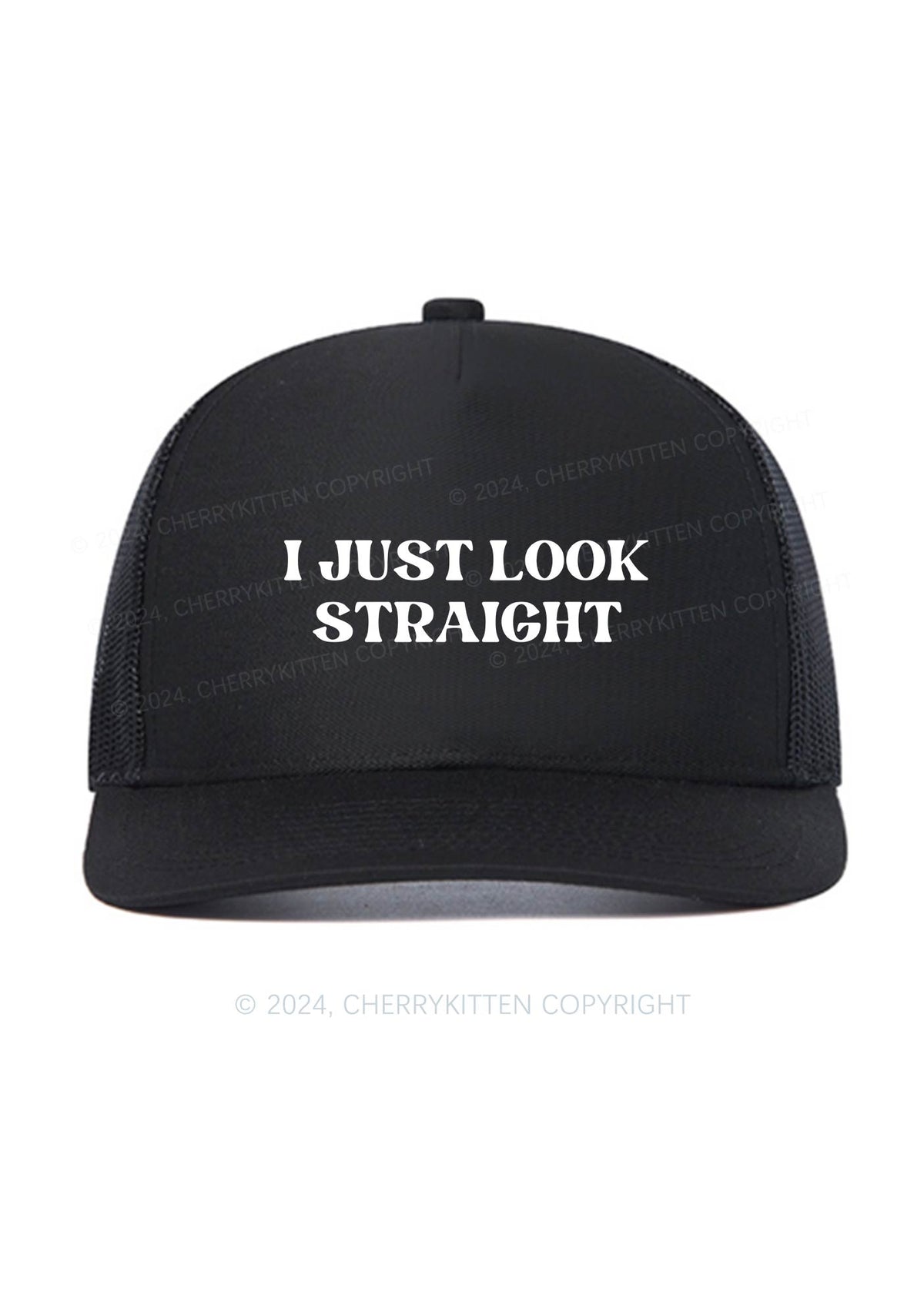 I Just Look Straight Y2K Trucker Mesh Hat Cherrykitten