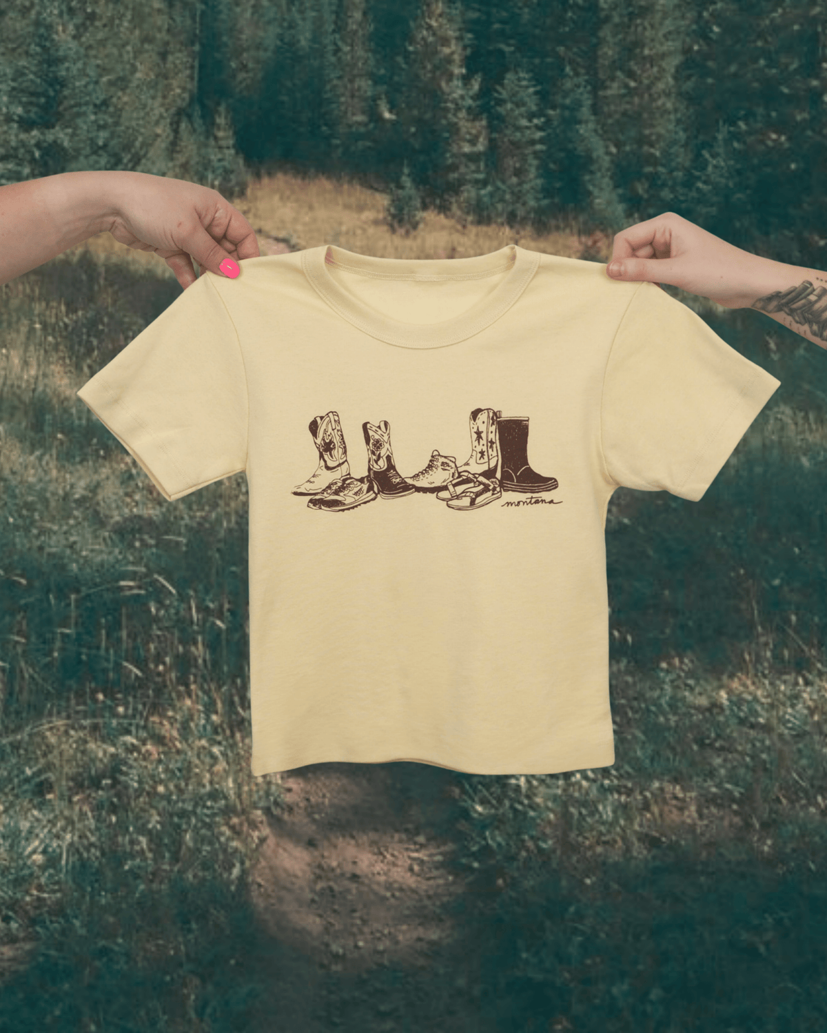 "Montana Footprint" Crop Tee