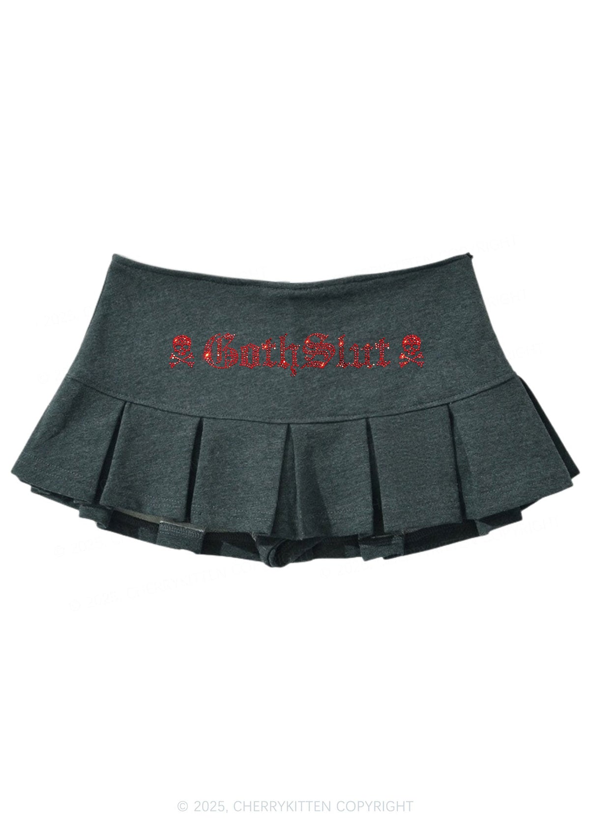 Rhinestone Gothslxt Y2K Mini Pleated Skirts Cherrykitten