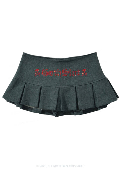 Rhinestone Gothslxt Y2K Mini Pleated Skirts Cherrykitten