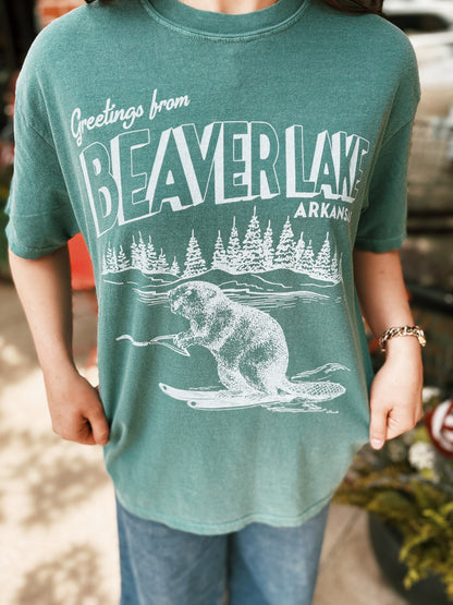 Greetings From Beaver Lake Tee - Teal