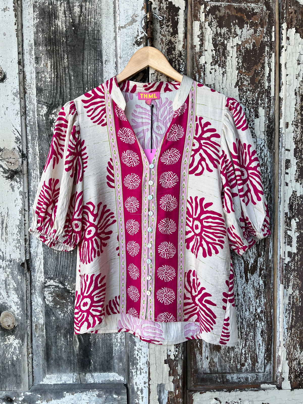 Boho Button-Front Blouse