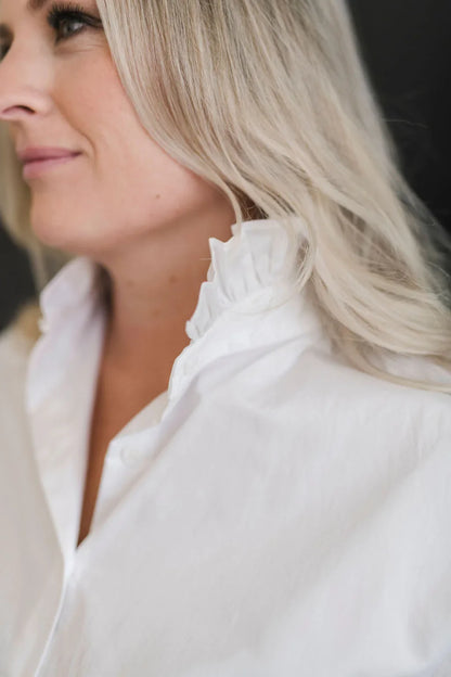 Long Sleeve Ruffle Collar Top