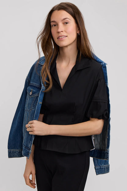 Black Lucia Elbow Sleeve Shirt
