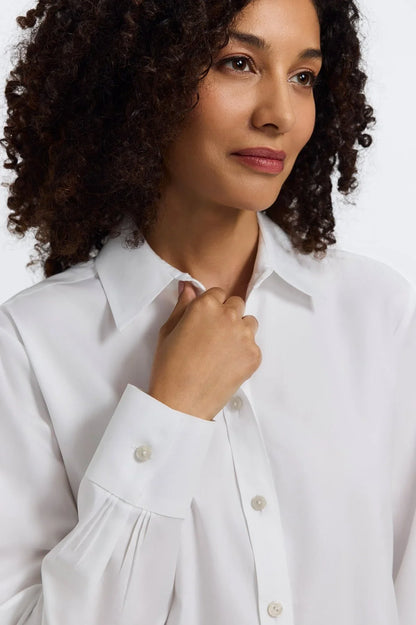 Meghan No-Iron Pinpoint Long Sleeve Top- White