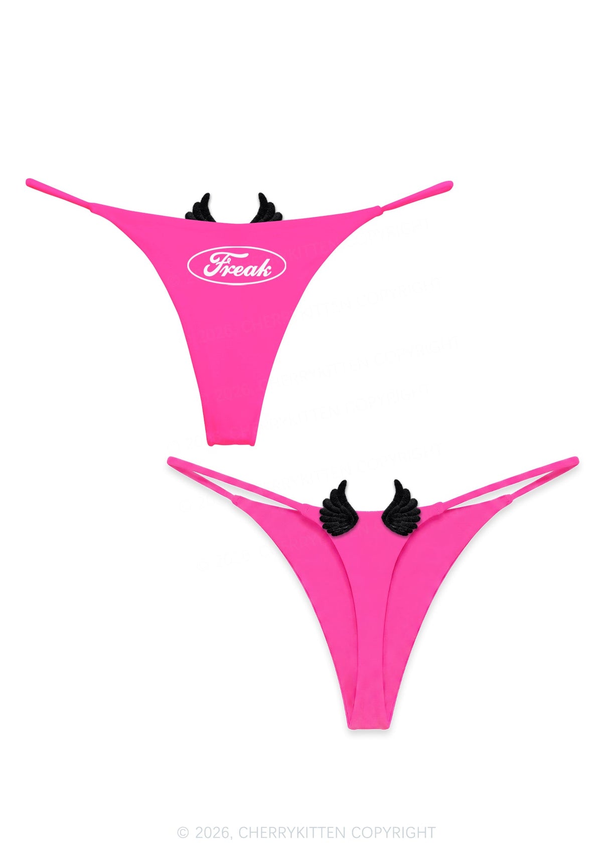 Oval Freak Y2K Goth Angel Wings Bikini String Thong Cherrykitten