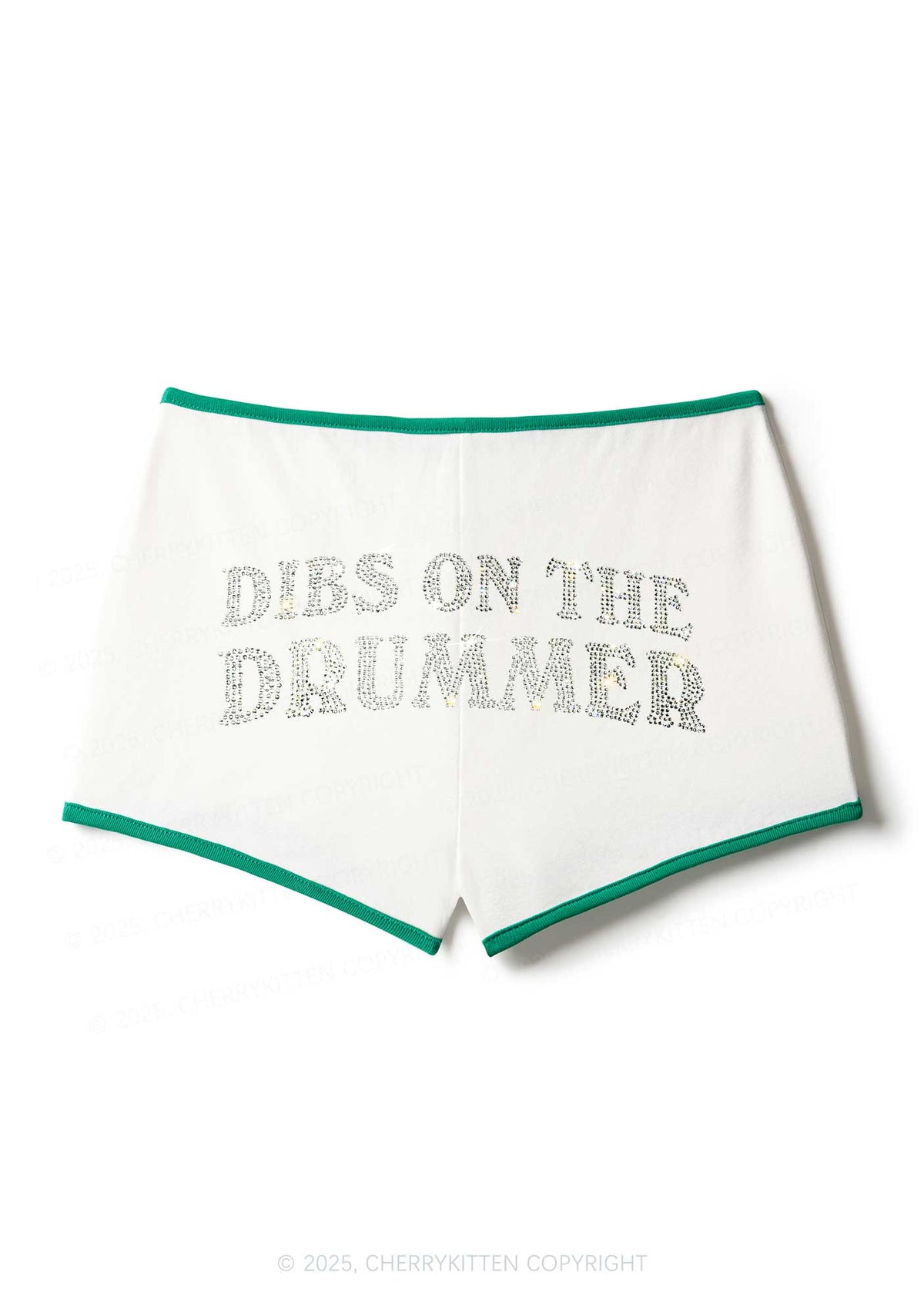 Rhinestone Dibs On The Drummer Y2K Booty Shorts Cherrykitten