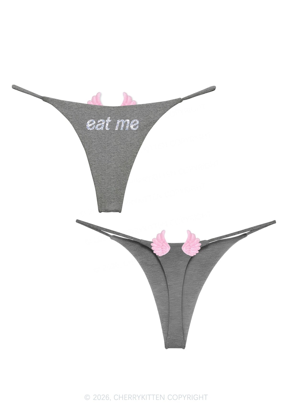 Glitter Special Eat Me Y2K Goth Angel Wings Bikini String Thong Cherrykitten