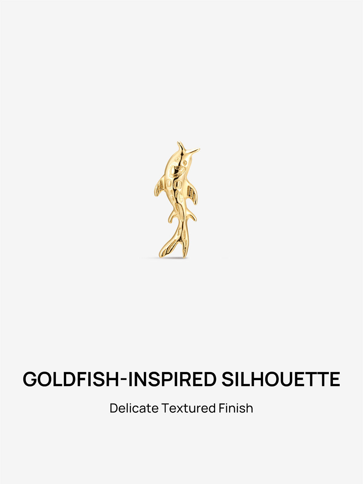 KOSINER 14K Solid Gold Dainty Textured Goldfish Flat Back Stud