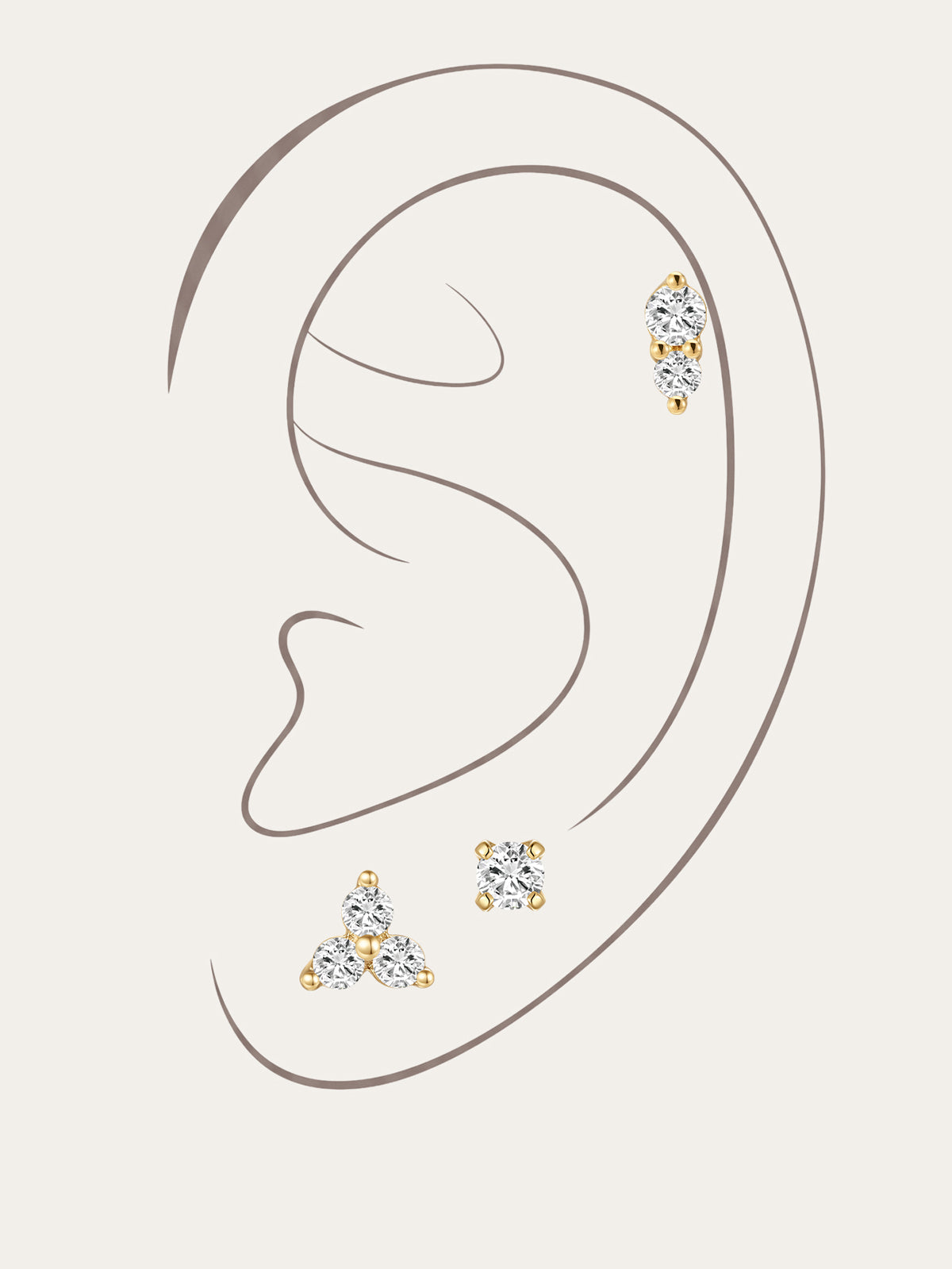 KOSINER 14K Solid Gold Minimalist Versatile Starter Set