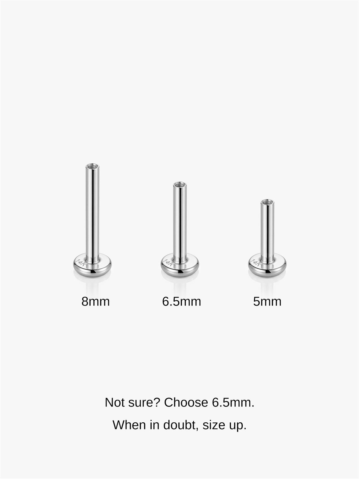 KOSINER 14K Solid Gold Multi-Sized 18G (1.0 mm) Flat Back Base