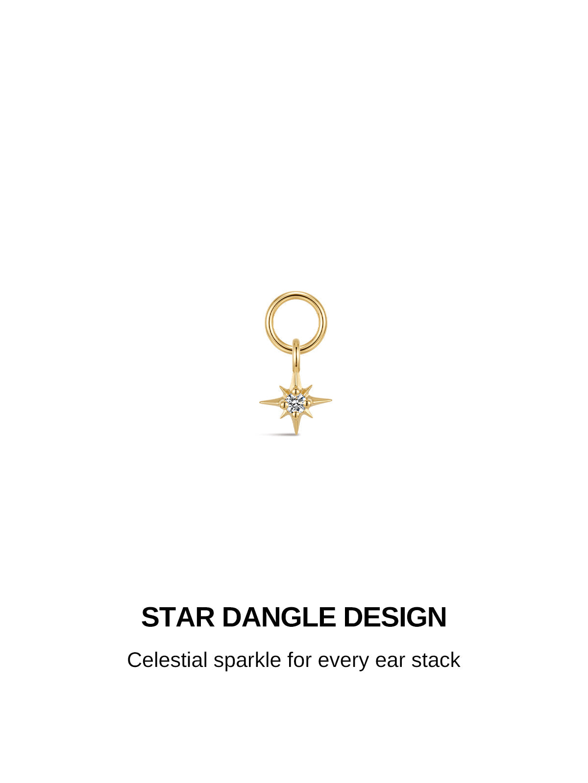 KOSINER 14K Solid Gold Eight-Point Star Lab-Grown Diamond Charm