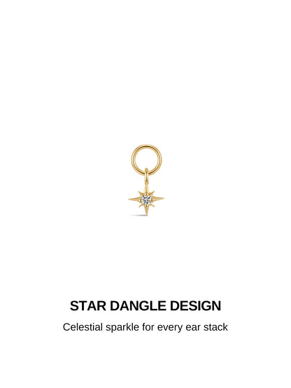 KOSINER 14K Solid Gold Eight-Point Star Lab-Grown Diamond Charm