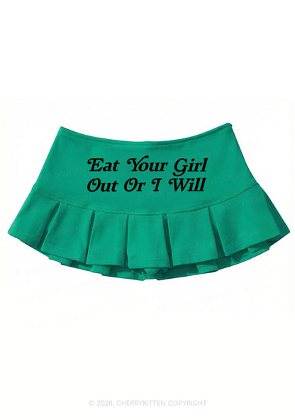 Eat Your Girl Out Y2K Mini Pleated Skirts Cherrykitten