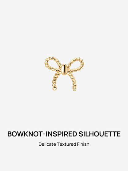 KOSINER 14K Solid Gold Elegant Textured Bowknot Flat Back Stud