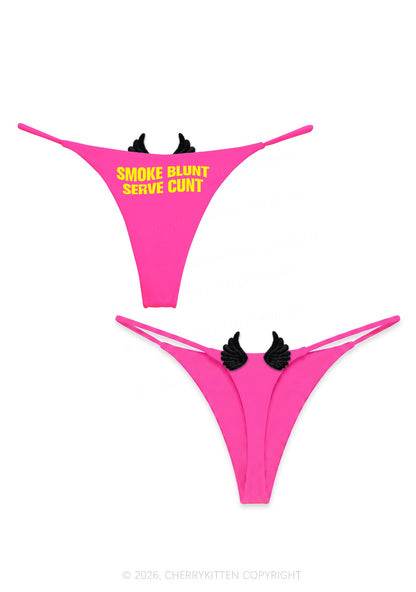 Smoke Blunt Y2K Goth Angel Wings Bikini String Thong Cherrykitten