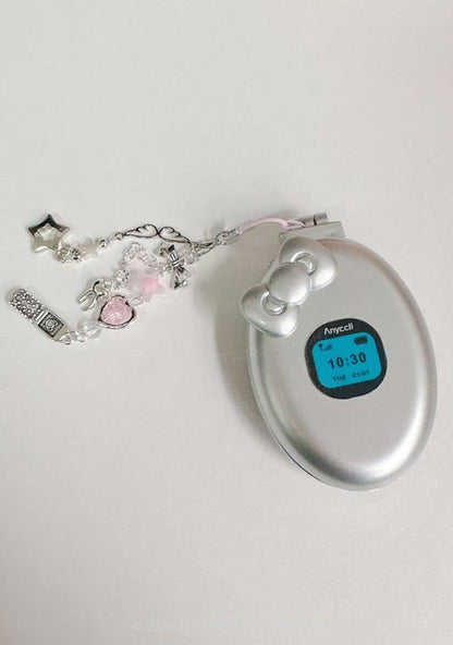 1pc Y2K Retro Simulation Flip Phone Mini Portable Folding Comb Mirror Cherrykitten
