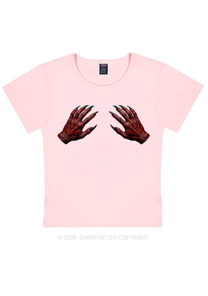 Halloween Satan Hands Y2K Baby Tee Cherrykitten