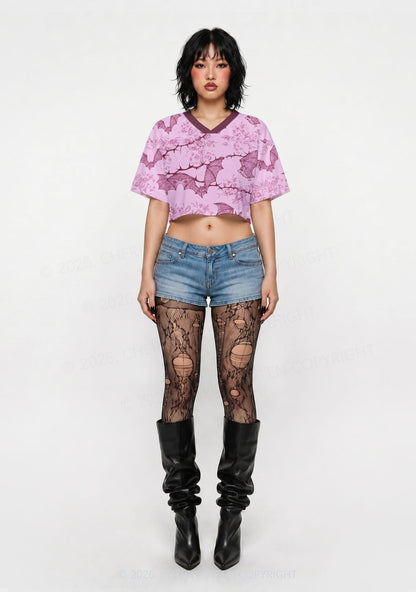 Pink Bat Y2K Crop Sport Jersey Shirts Cherrykitten