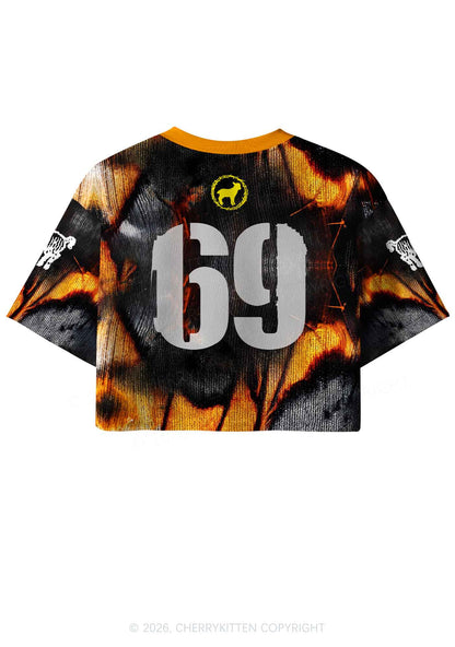 Halloween Orange Moths Y2K Crop Sport Jersey Shirts Cherrykitten