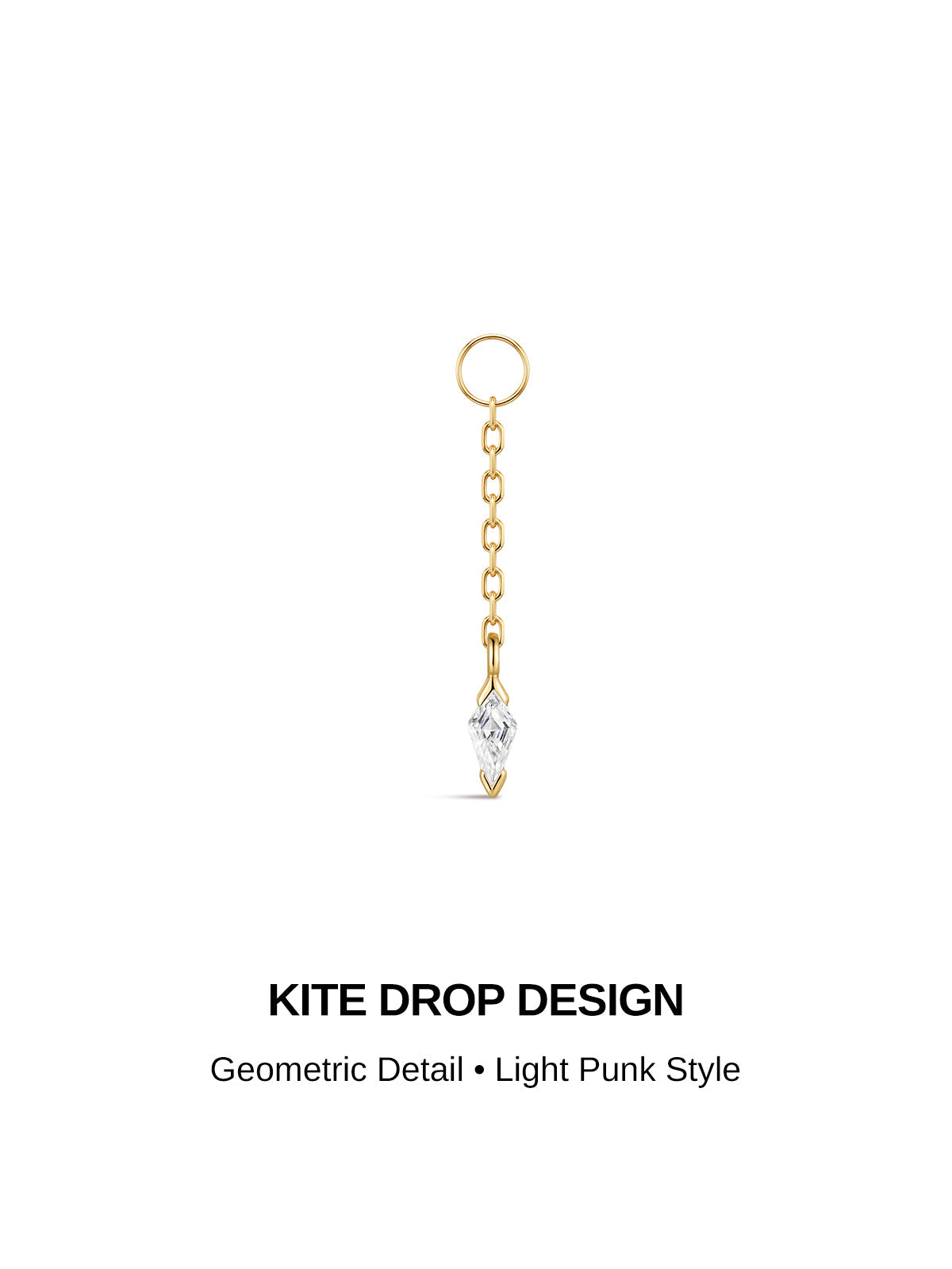 KOSINER 14K Solid Gold Kite Drop Charm