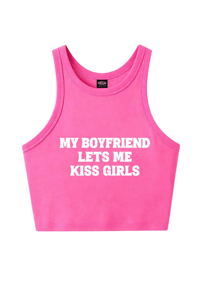 BF Lets Me Kiss Girls Y2K Crop Tank Top Cherrykitten