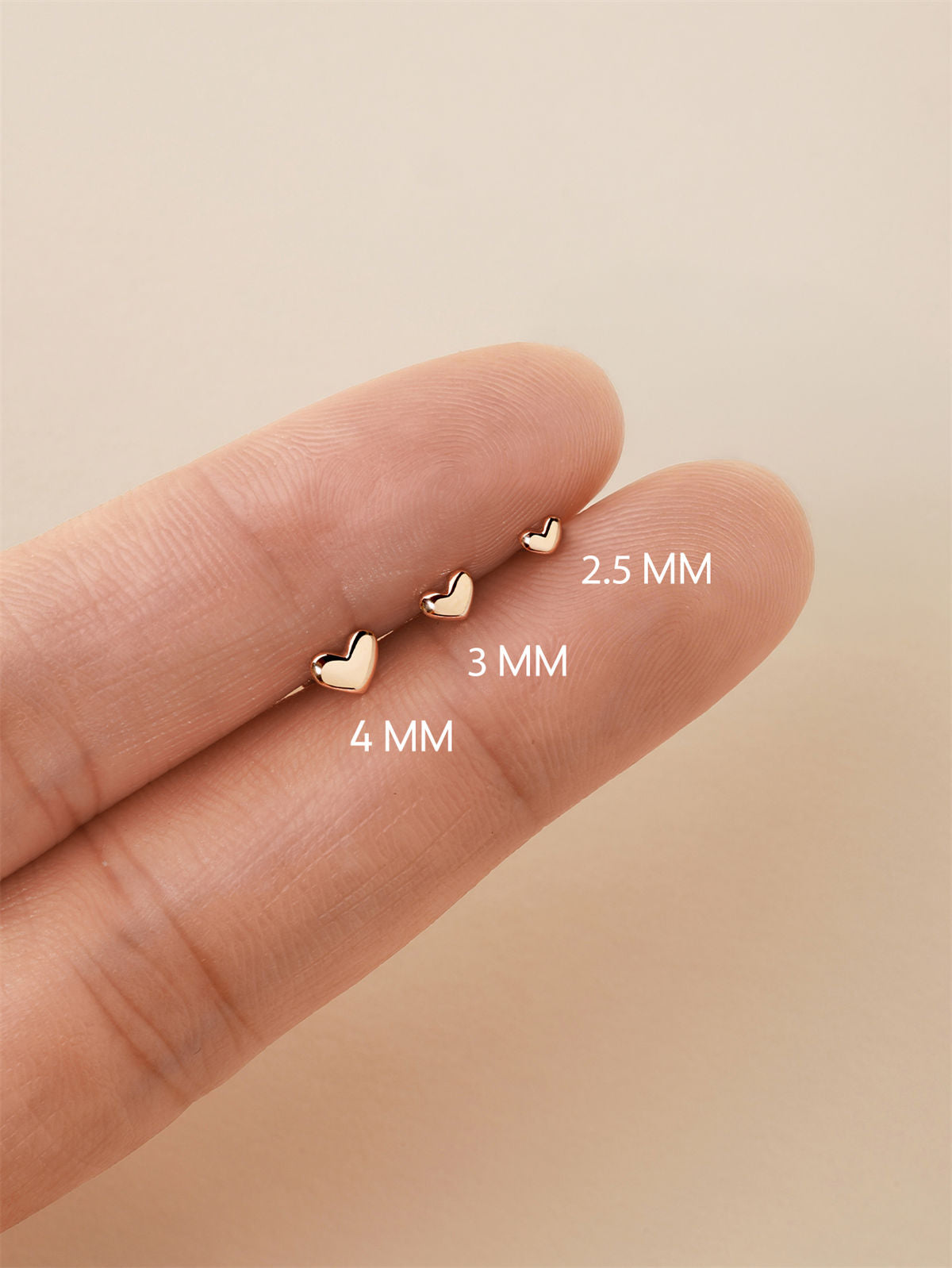 KOSINER 14K Solid Gold Dainty SweetHeart Flat Back Stud