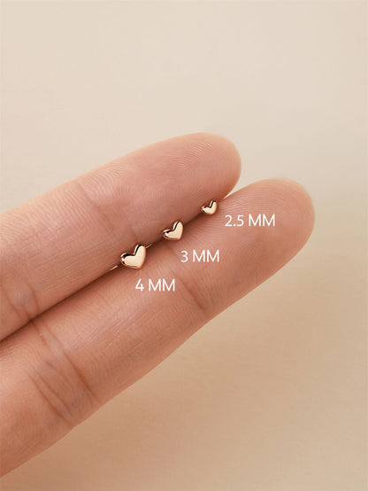 KOSINER 14K Solid Gold Dainty SweetHeart Flat Back Stud