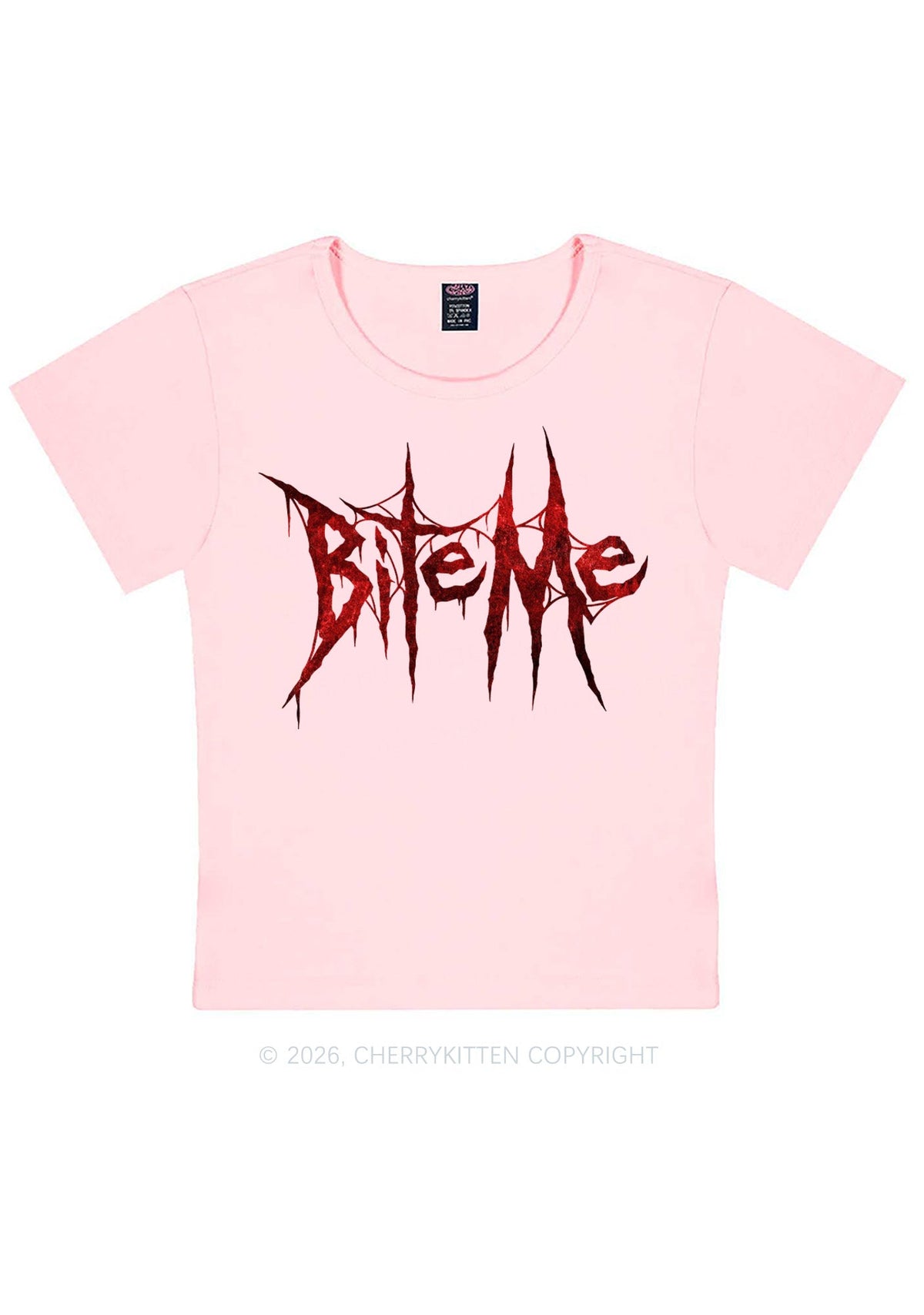Halloween Bite Me Y2K Baby Tee Cherrykitten
