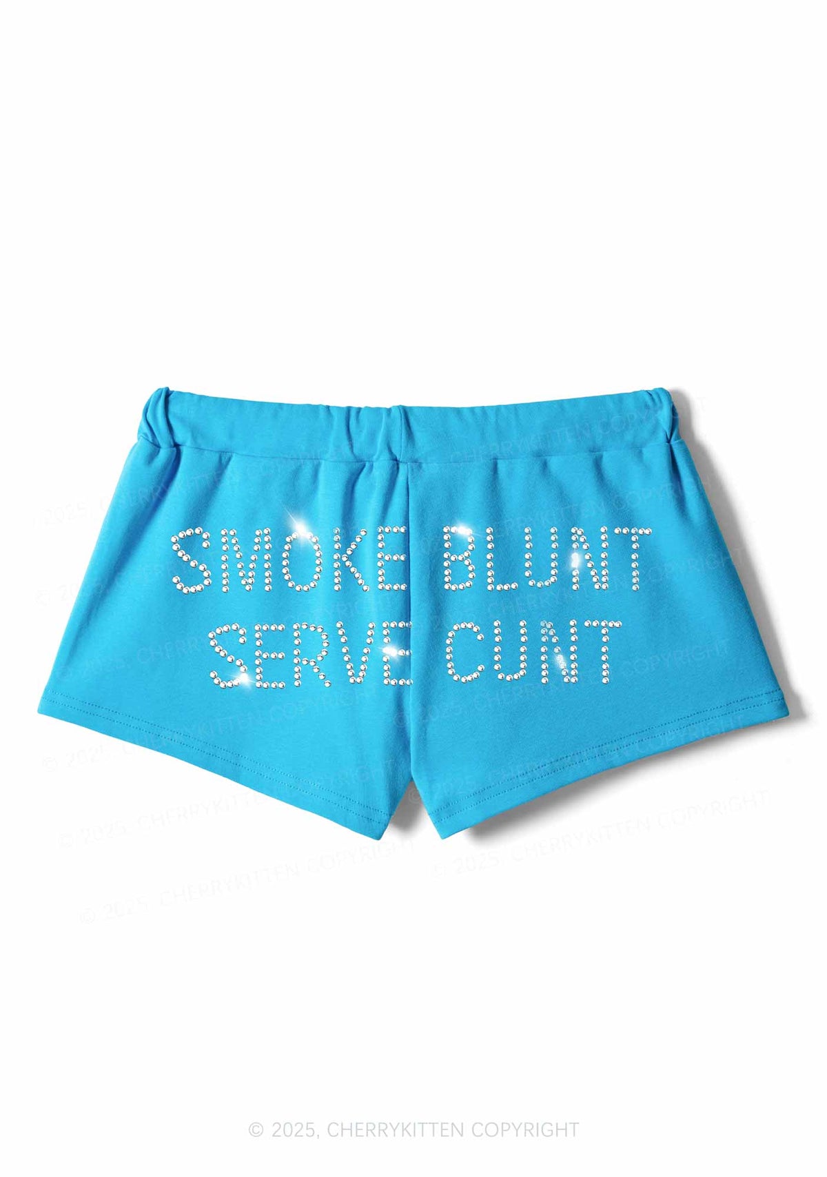 Rhinestone Smoke Blunt Y2K Drawstring Mini Shorts Cherrykitten