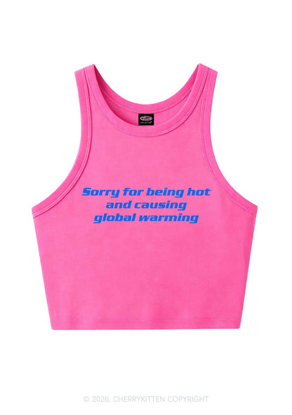 Sorry For Causing Global Warming Y2K Crop Tank Top Cherrykitten