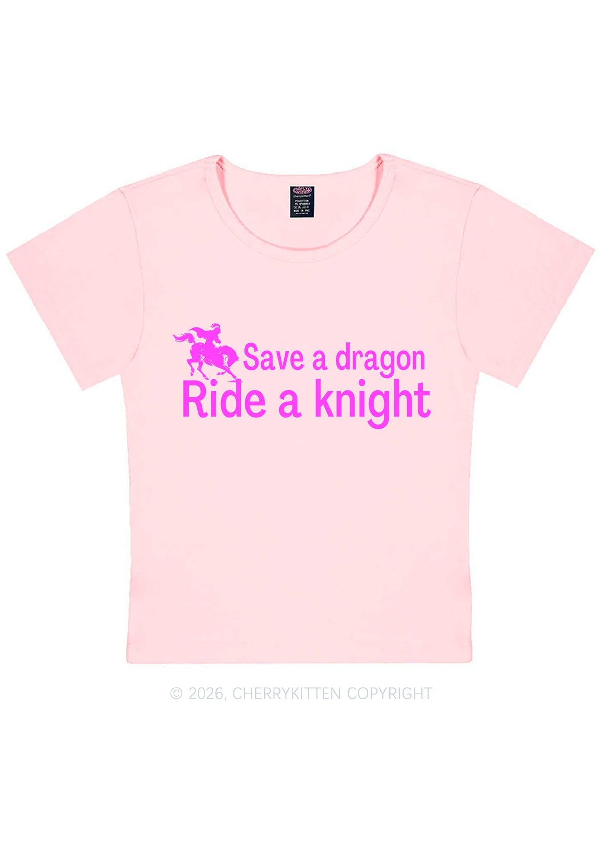 Save Dragon Ride Knight Y2K Baby Tee Cherrykitten
