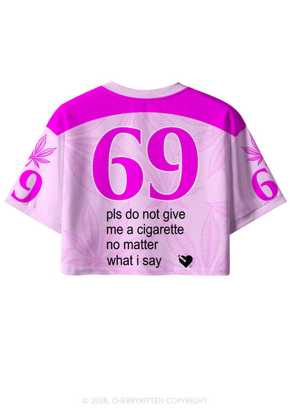 Pls Dont Give Me Cigarette Y2K Crop Sport Jersey Shirts Cherrykitten