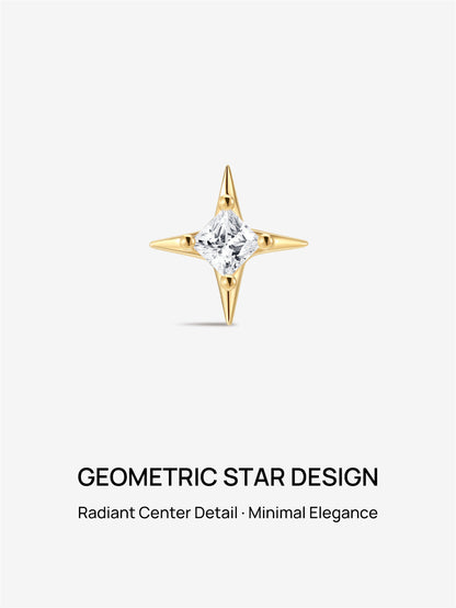 KOSINER 14K Solid Gold Delicate Four-Point Star Flat Back Stud