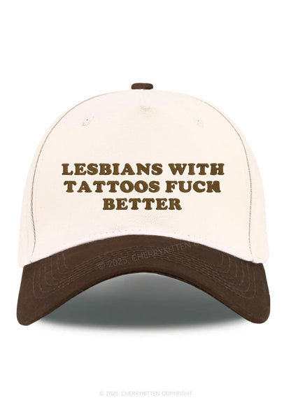 Embroidered Lesbians With Tattoos Pride Y2K Color Block Baseball Cap Cherrykitten