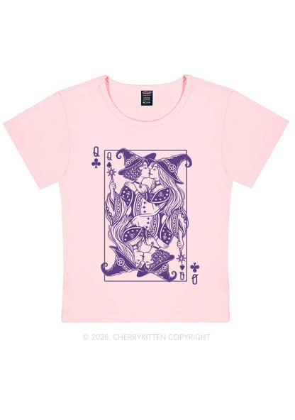 Halloween Witches Queen Kiss Y2K Baby Tee Cherrykitten